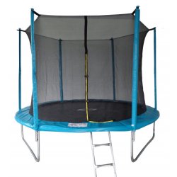 Батут Sport Elite 10FT 3,05м с защитной сеткой внутрь и лестницей, голубой, MZ-10FT-B