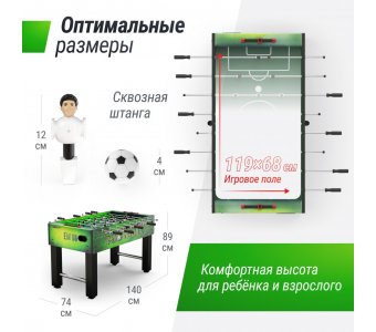 Игровой стол Unix Line Футбол - Кикер (140х74 cм) Green - фото 4